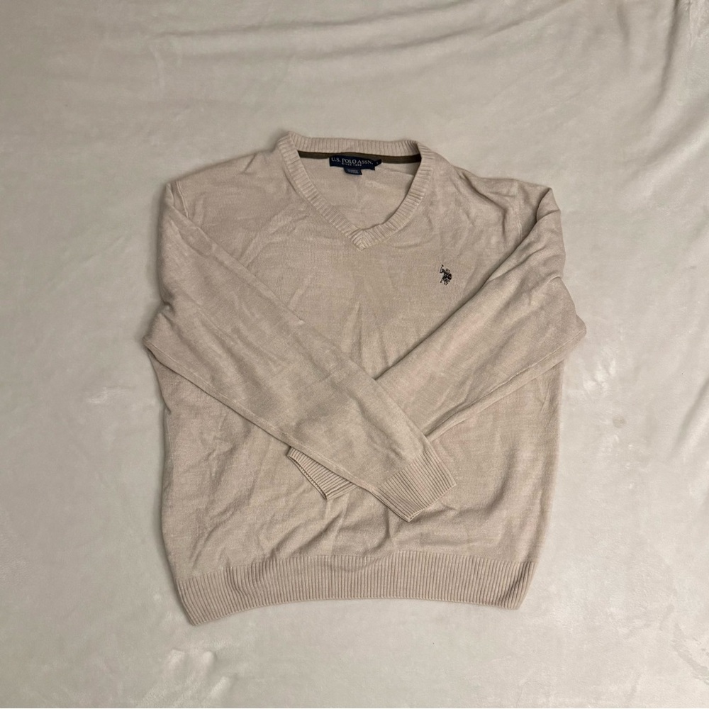 U.S. Polo Assn. Cream V-Neck Sweater